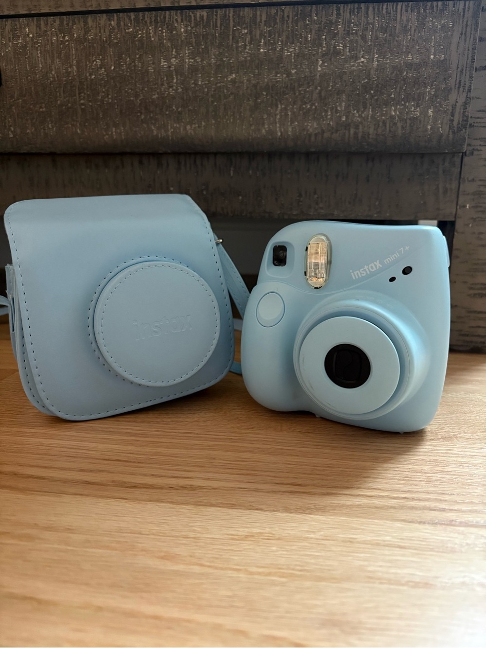 Fujifilm Instax Mini 7+ Instant Camera in Light Blue with Matching Case